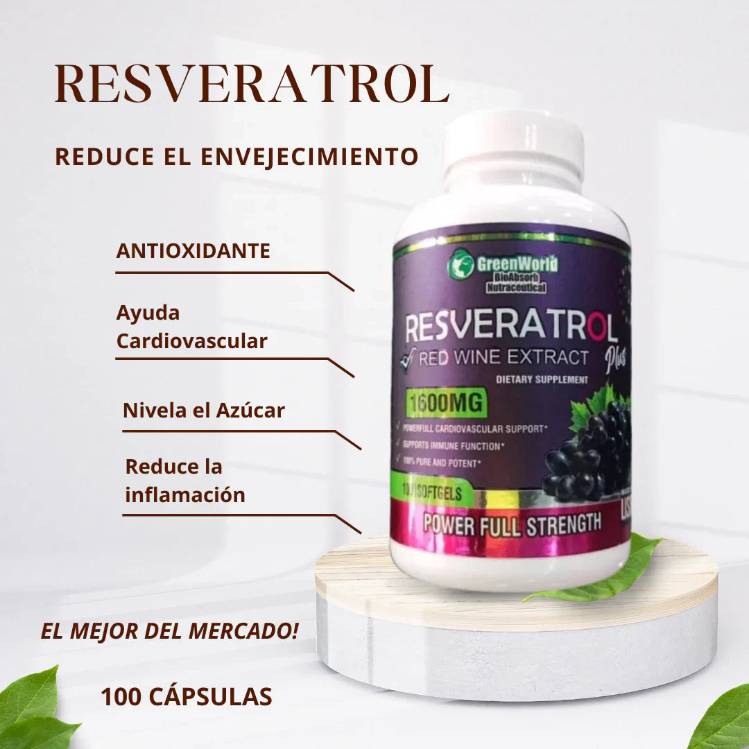 RESVERATROL 1600MG 100 Cápsulas Blandas